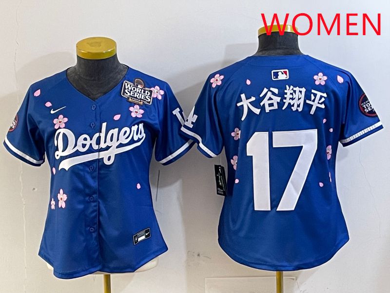 Women Los Angeles Dodgers #17 Ohtani Blue Sakura Edition 2025 Nike MLB Jersey style 13->women mlb jersey->Women Jersey